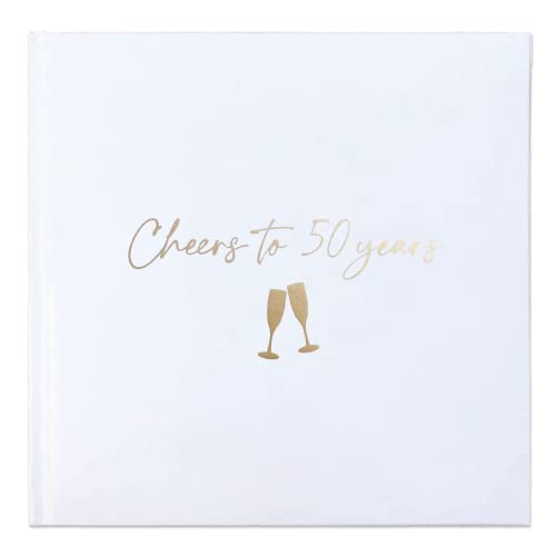 Comprar Libro visitas cumpleaños o aniversario "Cheers" - Recuerdo ideal para celebración fiestas Cumpleaños color blanco y dorado (50) Ofertas 2025 | regaloscumple.com