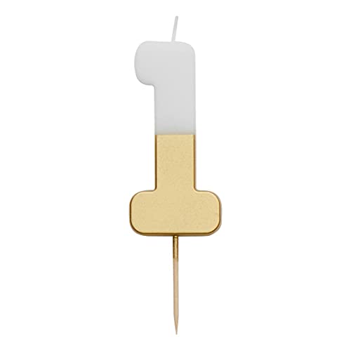 Comprar ahora Talking Tables Vela Número 1 para Tartas Blanca y Dorada