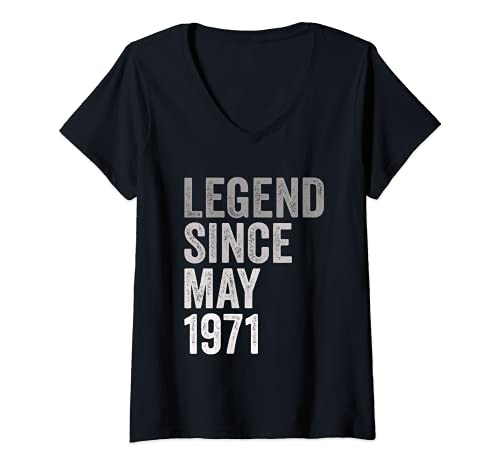 Consigue ahora Mujer Navidad Leyenda Desde Mayo 1971 Año Cumpleaños Camiseta Cuello V Ofertas 2023 | regaloscumple.com