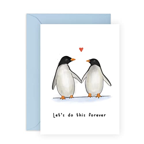 Comprar Central 23 - Tarjeta aniversario boda para pareja - Para marido esposa - Lindos Promoción pingüinos - 'Let's Do This Forever' - Para novio novia prometido - Viene con divertidas pegatinas Top Precio 2024 | regaloscumple.com