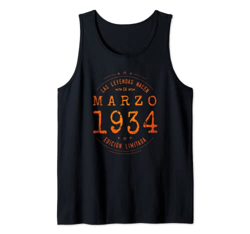 Comprar 89 años Cumpleaños Regalos Las Leyendas nacen en Marzo 1934 Camiseta sin Mangas Rebajas 2025 | regaloscumple.com