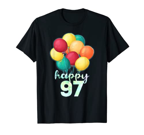 Comprar Fun Happy 97 Year Old Coloridos Globos Camisa 97 cumpleaños Promoción Camiseta Top Precio 2024 | regaloscumple.com