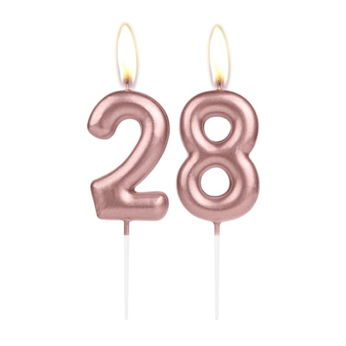 Comprar Vela brillante oro rosa claro Ideas para regalar con el número 28 cumpleaños vela para tarta cumpleaños número 28 decoración aniversario boda Rebajas 2025 | regaloscumple.com