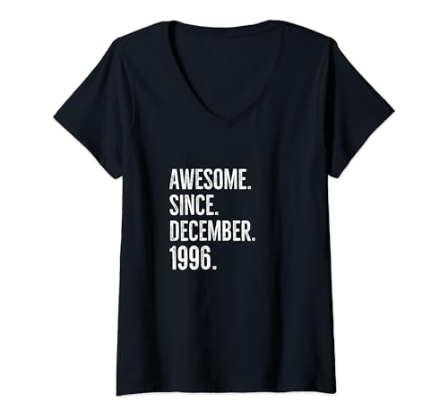 Comprar Mujer Impresionante idea Promoción cumpleaños edad desde diciembre 1996 Camiseta Cuello V Rebajas 2024 | regaloscumple.com