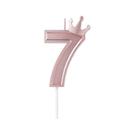 Consigue ahora KINBOM 7 6cm 3D Velas Cumpleaños Numeros Velas Números Cumpleaños con Decoración Corona Cake Topper Velas Numéricas para Tartas Cumpleaños Boda Aniversario Fiestas Graduación (Oro Rosado 7) Cumpleaños Rebajas 2023 | regaloscumple.com