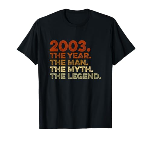 Consigue ahora Hombre Cumpleaños Regalo Cosecha Vintage 2003. Year Man Myth Legend Camiseta Catálogo Rebajas 2024 | regaloscumple.com