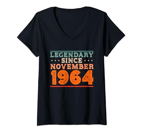 Consigue ahora Legendario desde noviembre 1964 Retro Vintage Fiesta Promoción cumpleaños Camiseta Cuello V Ofertas 2025 | regaloscumple.com