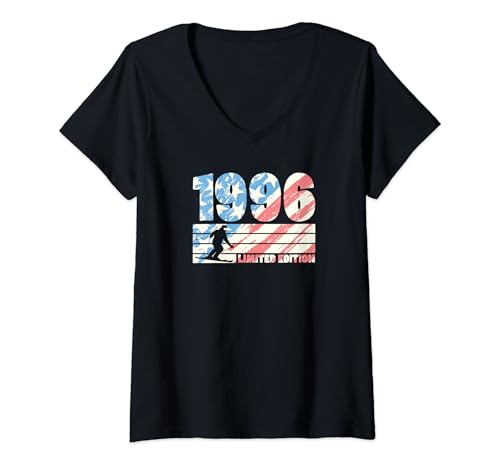 Comprar Mujer Año nacimiento 1996 edición limitada estilo 80 Catálogo cumpleaños esquí Camiseta Cuello V Ofertas 2024 | regaloscumple.com
