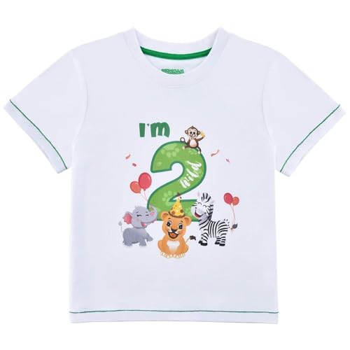Consigue ahora 2do Camiseta Cumpleaños Bebé Niño Animales Selva Cumpleaño Manga BlackFriday Corta Tops 2 años Fiesta Cumpleaños Selva 100% Algodón Impreso T-Shirt(Blanco 2-3 años) Top Precio 2024 | regaloscumple.com