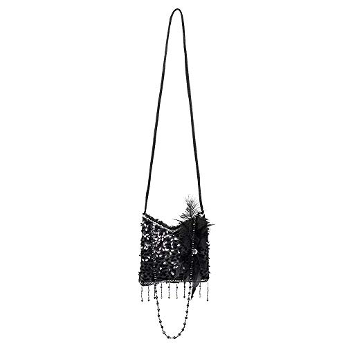 Consigue ahora Boland 36000 - Bolso mano Flapper negro 19 x 19 cm lentejuelas perlas tocado plumas purpurina Charleston década 1920 carnaval fiesta temática Promoción disfraz teatro poliéster Top Precio 2024 | regaloscumple.com