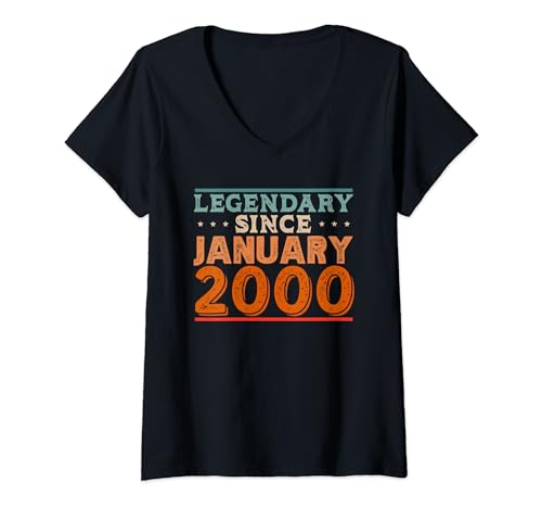 Consigue ahora Legendary desde enero 2000 impresionante Regalos fiesta retro cumpleaños Camiseta Cuello V Rebajas 2024 | regaloscumple.com