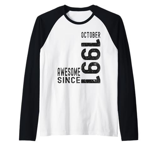 Consigue ahora Impresionante desde octubre 1991 nacido en 1991 cumpleaños octubre Camiseta Catálogo Manga Raglan Rebajas 2025 | regaloscumple.com