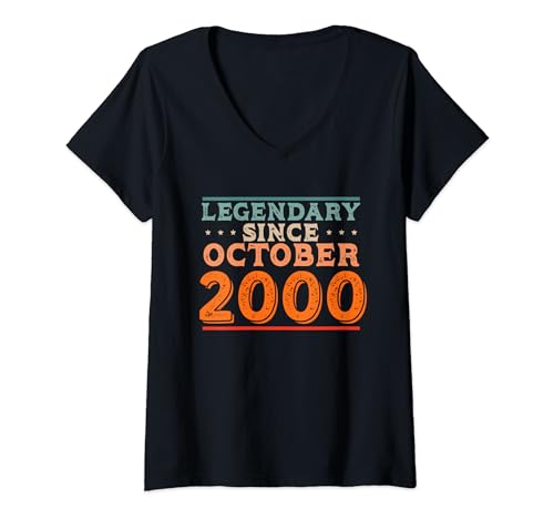 Consigue ahora Legendario desde octubre 2000 retro vintage fiesta cumpleaños Catálogo Camiseta Cuello V Top Precio 2024 | regaloscumple.com