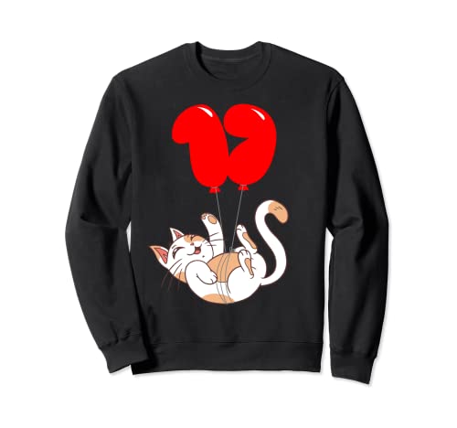 Comprar Gato feliz - 17 Regalos Cumpleaños - Fiesta De Globos Sudadera Ofertas 2025 | regaloscumple.com