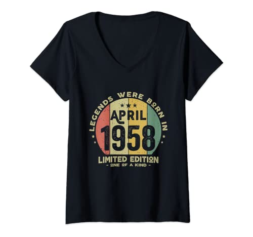 Consigue ahora Mujer Legends Were Born In April 1958 Catálogo Cumpleaños Camiseta Cuello V Rebajas 2023 | regaloscumple.com