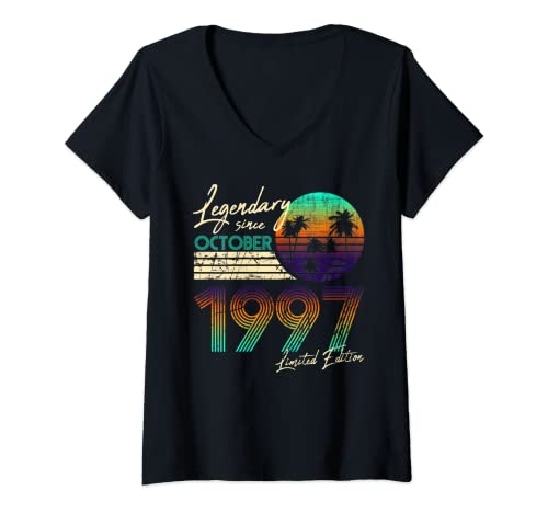 Consigue Catálogo ahora Mujer Legendario cumpleaños desde octubre 1997. Camiseta Cuello V Rebajas 2024 | regaloscumple.com