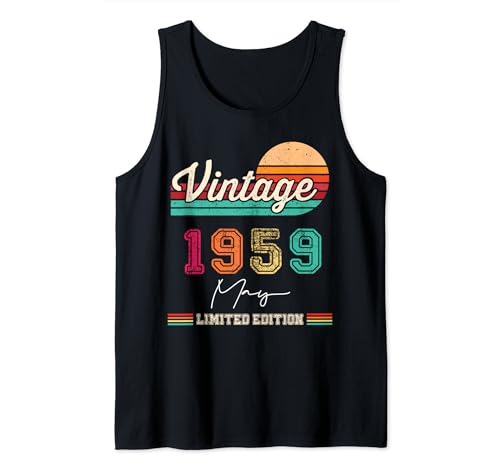 Comprar Nacido En Mayo 1959 Vintage Feliz Cumpleaños 65 Años Camiseta sin Mangas Top BlackFriday Precio 2024 | regaloscumple.com