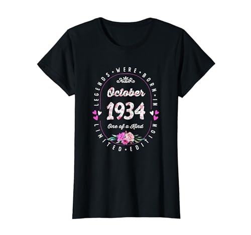 Consigue ahora Cumpleaños Floral - Las Leyendas nacen en Octubre Promoción 1934 Camiseta Rebajas 2024 | regaloscumple.com
