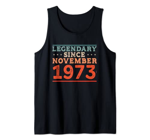 Comprar Legendario desde noviembre 1973 Nacido en BlackFriday la fiesta cumpleaños los 70 Camiseta sin Mangas Top Precio 2025 | regaloscumple.com