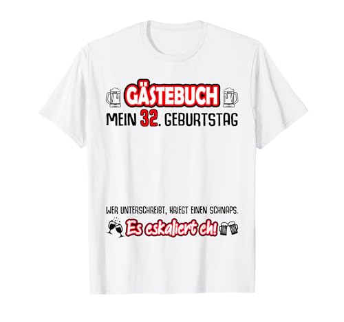 Consigue ahora 32 cumpleaños libro visitas Cumpleaños para firmar divertido 32 años Camiseta Ofertas 2024 | regaloscumple.com