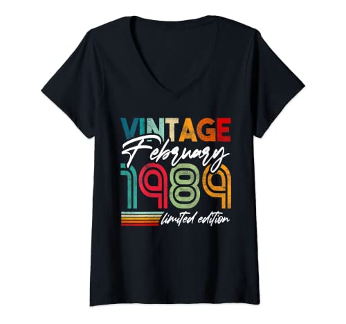 Comprar Mujer Febrero 1989 Diseño cumpleaños Febrero Promoción 1989 Camiseta Cuello V Rebajas 2024 | regaloscumple.com