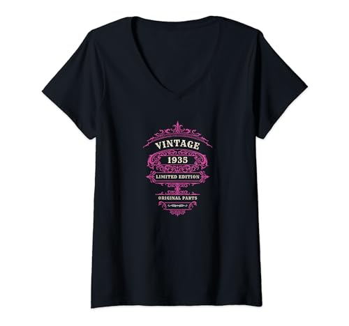 Comprar Mujer Promoción CUMPLEAÑOS VINTAGE EDICIÓN LIMITADA 1935 ROSA PIEZAS ORIGINALES Camiseta Cuello V Ofertas 2024 | regaloscumple.com