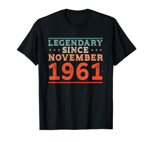 Consigue Promoción ahora Legendario desde noviembre 1961 Nacido en la fiesta cumpleaños los 60 Camiseta Ofertas 2025 | regaloscumple.com