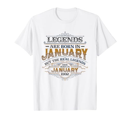 Consigue ahora Las leyendas nacen en enero Ideas para regalar 1992 Cumpleaños para hombres Camiseta Top Precio 2024 | regaloscumple.com
