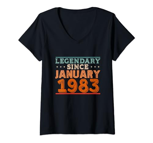 Consigue ahora Legendary desde enero BlackFriday 1983 impresionante fiesta retro cumpleaños Camiseta Cuello V Ofertas 2024 | regaloscumple.com