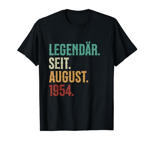 Comprar Promoción Legendario. Desde. Agosto. 1954. Retro Birthday Camiseta Ofertas 2024 | regaloscumple.com