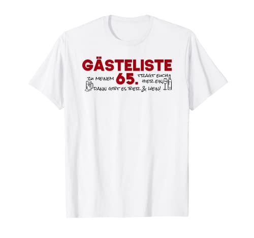 Comprar Lista 65 invitados libro visitas para 65 cumpleaños diseño Catálogo mujer y hombre Camiseta Top Precio 2024 | regaloscumple.com