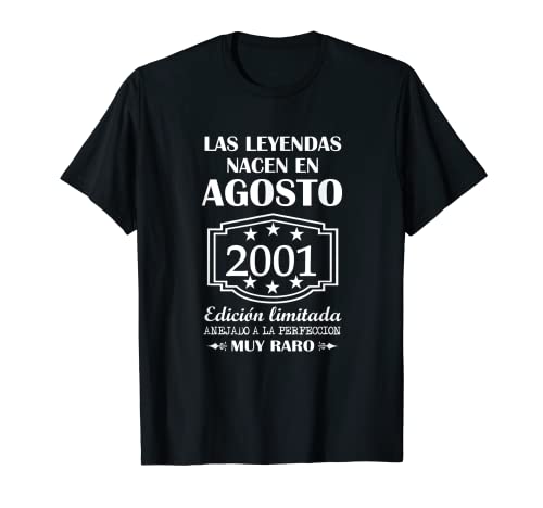 Comprar Las Ideas para regalar Leyendas nacen en agosto 2001 cumpleaños años Camiseta Ofertas 2024 | regaloscumple.com