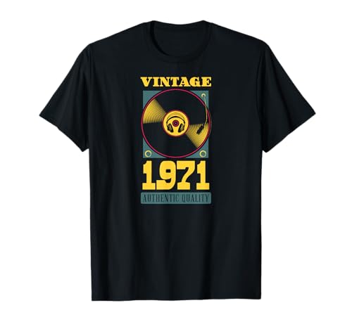 Comprar Vintage 1971 Año Promoción nacimiento auténtico disco vinilo cumpleaños Camiseta Rebajas 2025 | regaloscumple.com