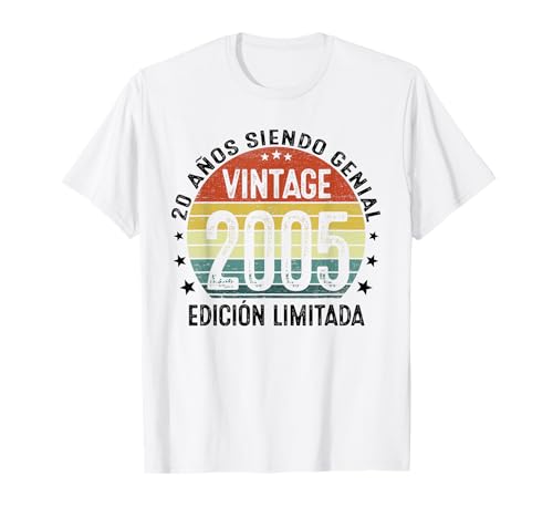 Consigue ahora Vintage 2005 Regalo 20 cumpleaños BlackFriday Decoración 20 Años Hombre Camiseta Top Precio 2024 | regaloscumple.com