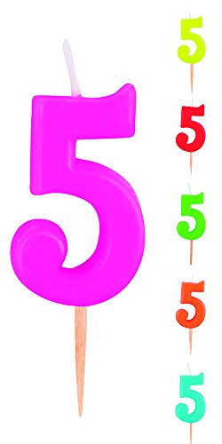Consigue ahora Vela colorida 7 5 cm en pico 5 años o Promoción número 5 Ofertas 2025 | regaloscumple.com