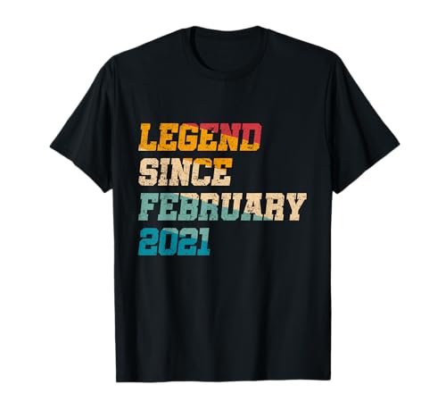 Comprar Cumpleaños 4 años leyenda desde febrero 2021 divertido 4º cumpleaños Camiseta Rebajas 2025 | regaloscumple.com