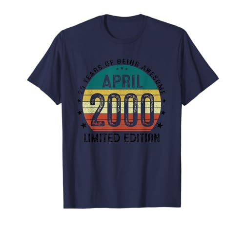 Comprar Abril 2000 Ideas para regalar 25 Años Cumpleaños Hombre Mujer Vintage 2000 Camiseta Rebajas 2024 | regaloscumple.com