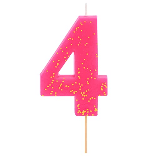 Comprar Ideas para regalar 1 Unidad - Vela Fluor Cumpleaños (número 4) Color Rosa con Efecto Glitter Dorado 7 5 cm - Decoración para tartas Cumpleaños Aniversario Bodas Fiesta Graduación velas para tartas. Ofertas 2025 | regaloscumple.com