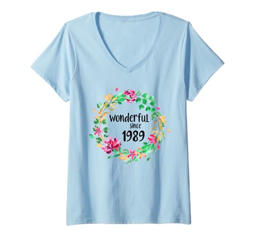 Consigue ahora Mujer Wonderful Since 1989 36th Birthday Flower Born In 1989 Camiseta Cuello V Promoción Ofertas 2025 | regaloscumple.com