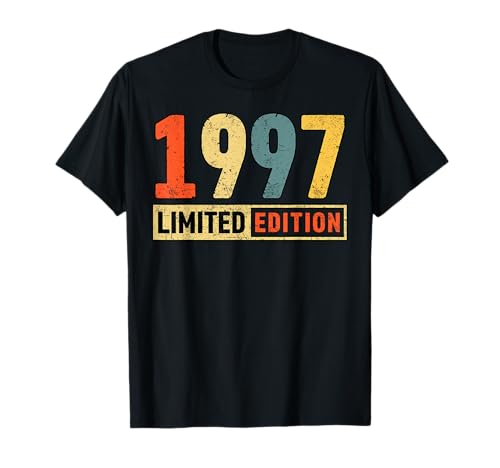 Consigue ahora 1997 Edición Limitada Vintage 1997 Catálogo Cumpleaños Camiseta Ofertas 2024 | regaloscumple.com