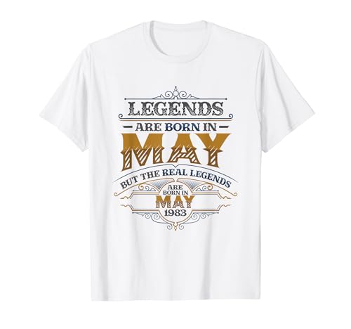 Consigue ahora Las BlackFriday leyendas nacen en mayo 1983 Cumpleaños para hombres Camiseta Rebajas 2024 | regaloscumple.com