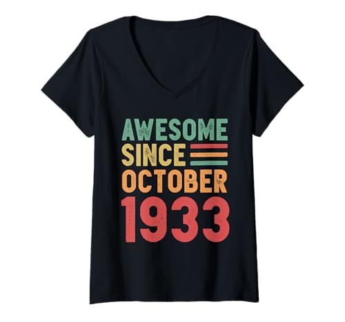 Consigue Promoción ahora Mujer Impresionante regalo 100 cumpleaños desde octubre 1933 Camiseta Cuello V Rebajas 2024 | regaloscumple.com