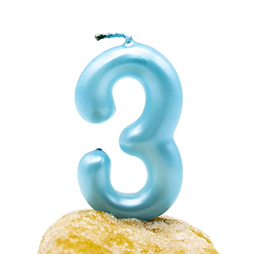Comprar CABLEPELADO - Vela cumpleaños - celebracion - sin Catálogo toxicos - sin humo - Numero Tarta - fácil colocación - Número 3 - Azul claro Top Precio 2025 | regaloscumple.com