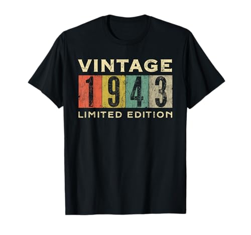 Consigue ahora Retro BlackFriday 82 años Vintage 1943 Edición Limitada Cumpleaños Camiseta Ofertas 2025 | regaloscumple.com
