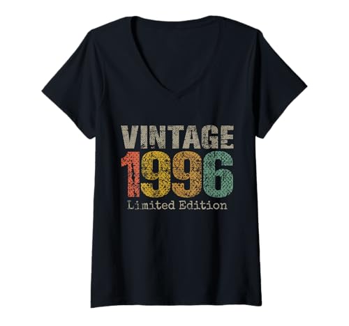 Consigue ahora Mujer Vintage 1996 Edición Cumpleaños Limitada Regalos 29 Cumpleaños 29 Años Camiseta Cuello V Top Precio 2025 | regaloscumple.com