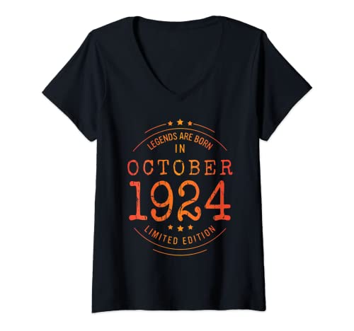 Comprar Mujer Cumpleaños Octubre 1924 Edición Limitada Regalo Used Vintage Camiseta Cuello V Navidad Ofertas 2025 | regaloscumple.com