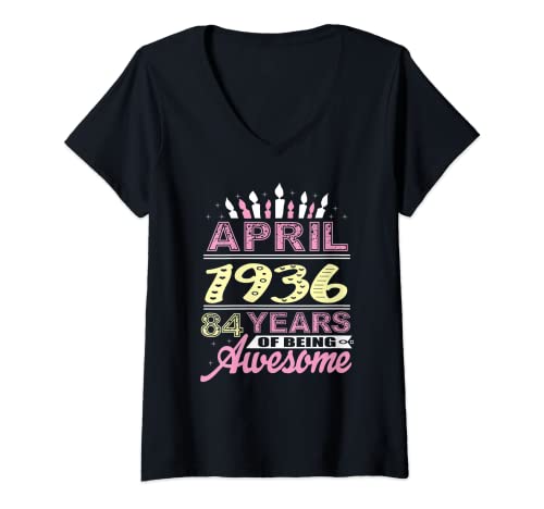 Consigue ahora Mujer Abril 1936 84 Regalos Años Vela Cumpleaños 84 Mujeres Románticas Camiseta Cuello V Ofertas 2025 | regaloscumple.com
