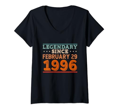Consigue ahora Legendario desde el 29 febrero 1996 Fiesta Promoción cumpleaños del año bisiesto Camiseta Cuello V Rebajas 2025 | regaloscumple.com