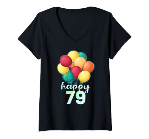 Consigue ahora Ideas para regalar Mujer Fun Happy 79 Year Old Coloridos Globos Camisa 79 Cumpleaños Camiseta Cuello V Top Precio 2024 | regaloscumple.com
