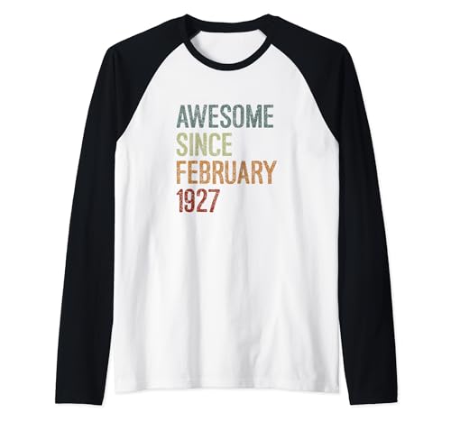 Comprar Impresionante Ideas para regalar desde febrero 1927 regalo cumpleaños divertido retro Camiseta Manga Raglan Rebajas 2024 | regaloscumple.com